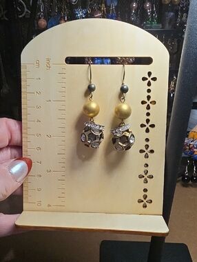 Gold Ball and Crystal Cluster Drop Earrings - Women Jewelry